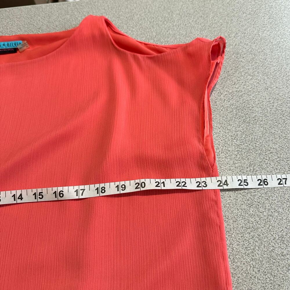 Alice + Olivia Sz M Cutout Cold Shoulder Top Salmon Lined Lightweight Flowy Tank - Picture 7 of 10